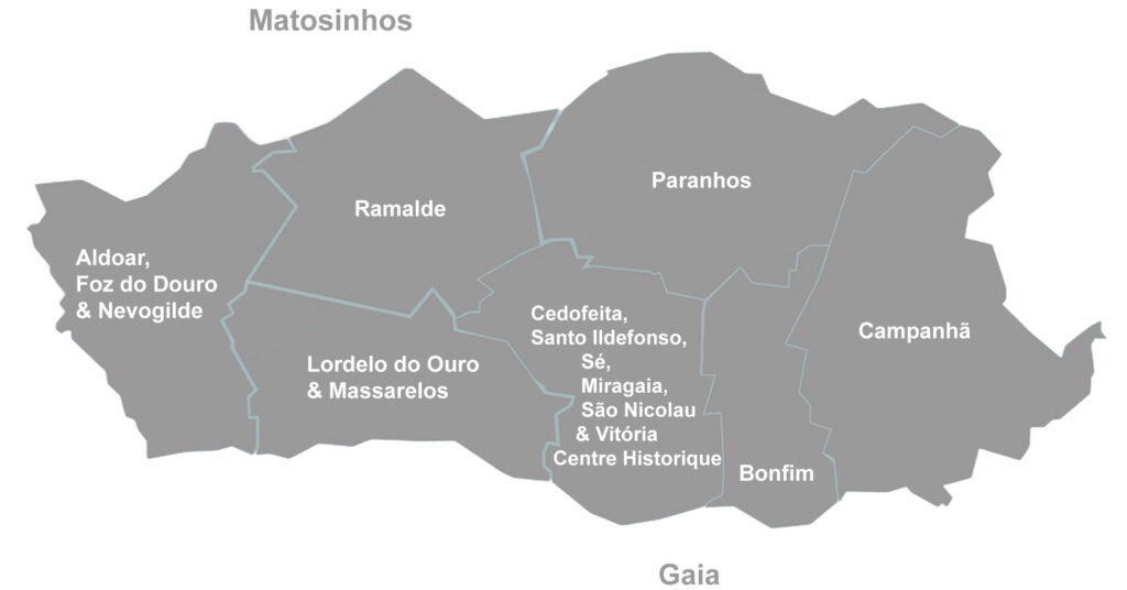 Carte des prix de l'immobilier à Porto par quartier en 2025